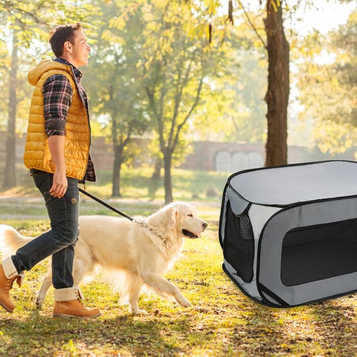 Транспортна переноска для собак та котів, складана Pop-Up, сіра. Міцна переноска з оксфордської тканини, до 29.5 кг