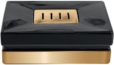 Миска для мила Spirella Roma, кераміка, чорний/золотий, 12x8x4,5 см