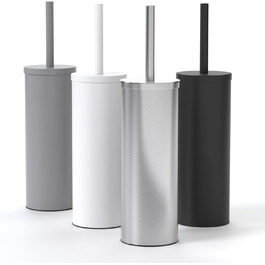 Торцева щітка для унітазу з нержавіючої сталі та силікону з дискретним тримачем. Антибактеріальна щітка для туалету з захистом від бризок (срібляста)