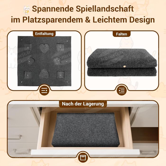 Килимок-ігровий для котів з тунелем та мішечком, інтерактивна іграшка, активний центр для котів, килимок для полювання, інтелектуальна іграшка, 100x100 см