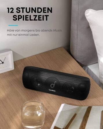 Soundcore Motion+ Портативна Bluetooth Колонка HiFi 30W, Глибокий Бас, IPX7, 12h, USB-C, App, Чорний