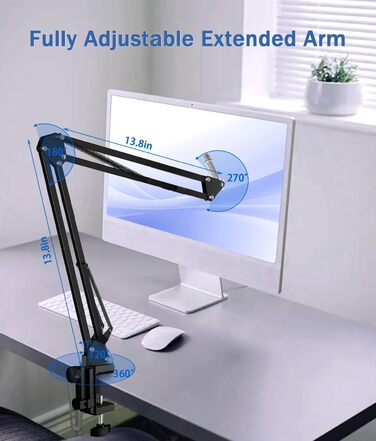 Підставка для мікрофона BILIONE з поп-фільтром та амортизатором, регульована, з адаптерами