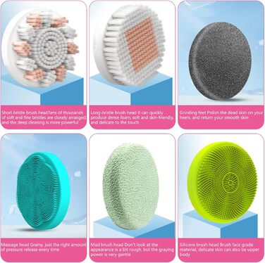 6-in-1 Electric Back Brush, Shower Brush with 6 Multifunctional Cleaning Heads, Body Brush 360° Rotation, IPX7 Waterproof 3 Speed Spin Cleaning Brush for Men Women (Pink)