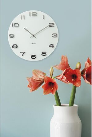 Karlsson Vintage Wall Clock - White - Ø35cm - Round - Glass - Modern Living Room Wall Clock - Wall Clocks