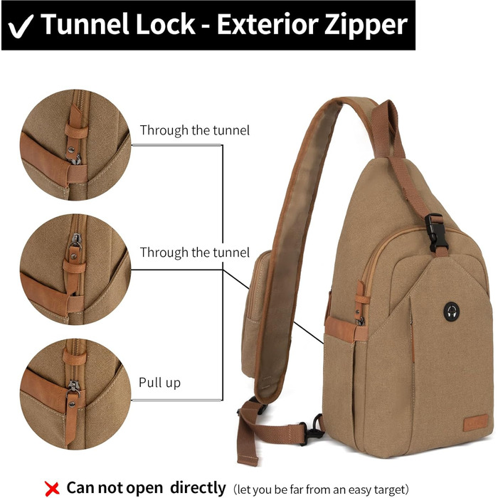 Чоловіча нагрудна сумка через плече з канвасу, водонепроникна, антикрадіжна, для подорожей, спорту та активного відпочинку (колір: коричневий, розмір: L)