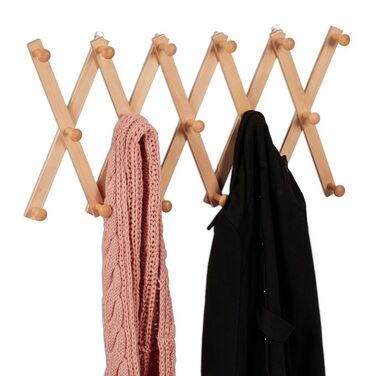 Relaxdays Extendable Wooden Wall Coat Rack