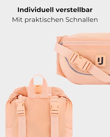 Джонні Ербан Баухташе Дамен & Herren Peach - Jimmy - 2в1 Поясна Сумка з Рюкзаком - Складаний Рюкзак для Фестивалю - Мультифункціональна та Водовідштовхувальна