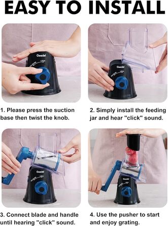 Терезка для овочів та сиру з 3 наборами лез, тертка-терка для швидкої та легкої нарізки, ідеальна для сиру, огірків, моркви, горіхів, білий колір (чорний, 3 леза)