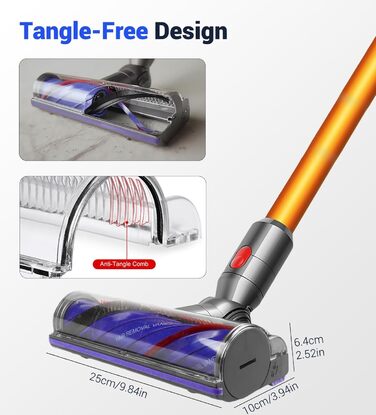Турбощітка для пилососів Dyson V7, V8, V10, V11, V15 - DAMAIYI, замінна щітка, аксесуар для прибирання килимів, підлоги, плитки
