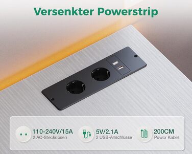 Комп'ютерний стіл Coleshome 100x48 см з розетками, тримачем для навушників та кишенькою для зберігання. Білий офісний/ігровий стіл для дому та офісу.