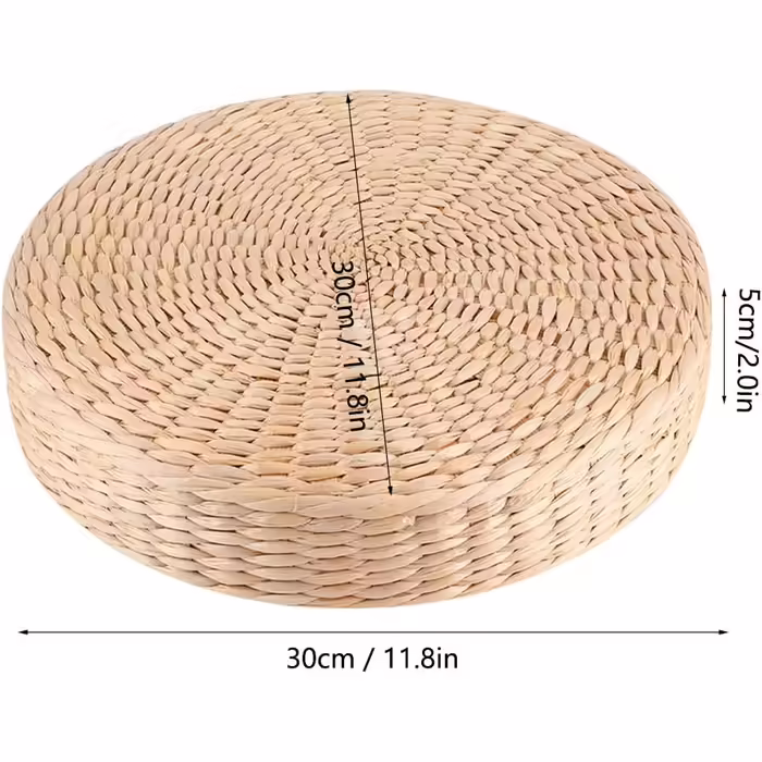 Fybida Japanese Floor Cushion, Round Pouf, Tatami Chair Pad, Yoga Seat Cushion, Knitted Floor Mat, Garden, Dining Room, Home Decor, Outdoor (30 cm X 5 cm)