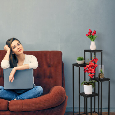 Relaxdays Сходи з чорної квітки з 4 полицями