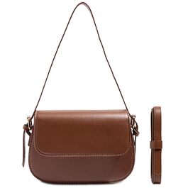 Сумка жіноча через плече з PU шкіри, маленька сумка-шопер для повсякденного використання, роботи та відпочинку (Коричнева)