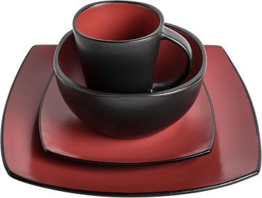 Набір посуду Gibson Soho Lounge 16 предметів (4 персони) з реактивної глазурі, матовий червоний, кераміка