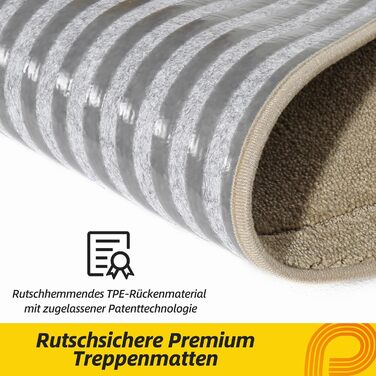 Сходинкові килимки JSEI, антиковзаючі, набір з 15 шт, 20.3 x 76.2 см, машинне прання, самоклеючі, для дітей, літніх людей та домашніх тварин, 100% поліестер, TPE-підкладка, темно-сірий