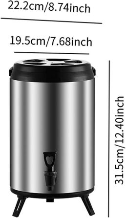 F Fityle Hot/Cold Beverage Dispenser, Tea Barrel with Tap, Water-Insulated Drink Dispenser, Drink Container for Camping/Kindergarten, 6L Silver
