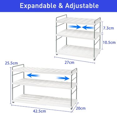 Bottle Rack Refrigerator Organizer, Expandable Bottle Holder Refrigerator Wine Rack Stackable, Adjustable Cabinet Organizer Kitchen, Bottle Organizer for Kitchen Countertop (blue)