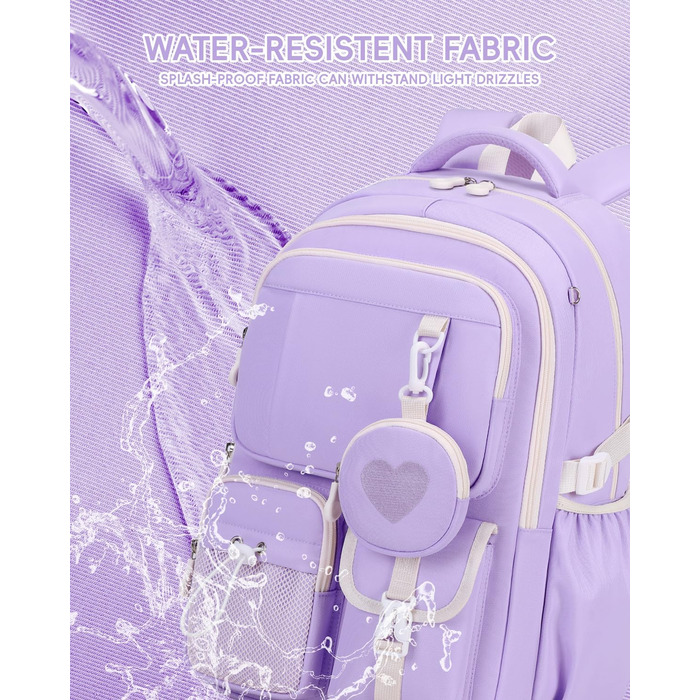 Рюкзак для дівчинки Tanou: шкільний, дихаючий, зручний, модний, з оксфордської тканини, 3-5 клас, фіолетовий