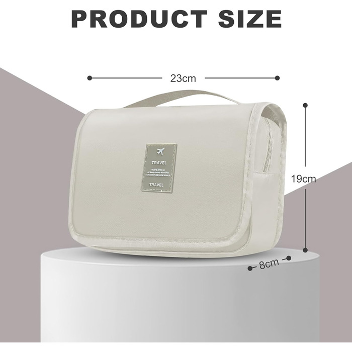 Чоловіча косметичка для подорожей з ручкою, кілька відділень для організації особистих речей (біла)