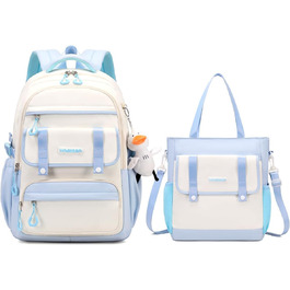 Шкільний рюкзак для дівчинки 2 в 1, рюкзак для підлітків 3-7 класів, шкільний набір з сумкою через плече, блакитний