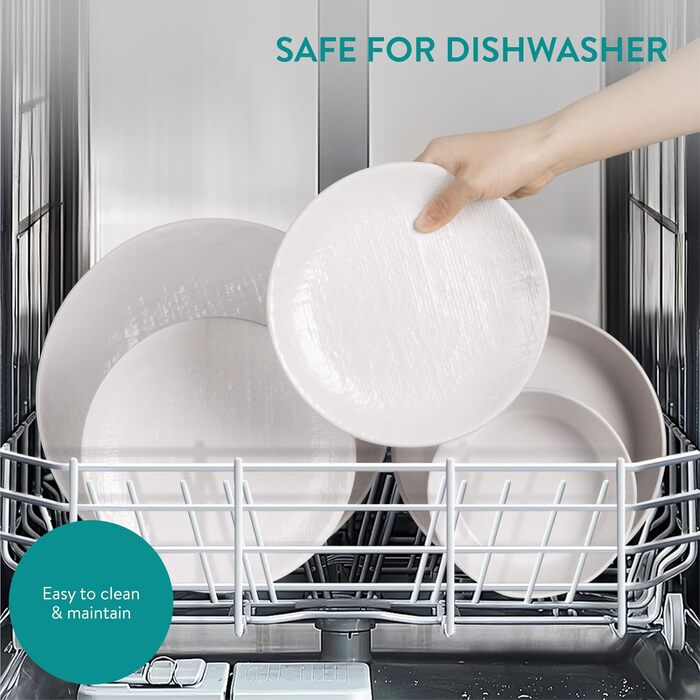 Набір посуду Navaris з каменю (16 предметів) для 4 осіб - тарілки, супові тарілки, сервіз, антрацитовий колір