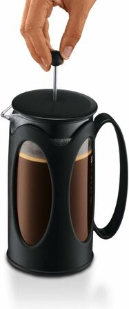 Bodum Kenya: Френч-прес для кави, 500 мл, 4 чашки, з боросилікатного скла та нержавіючої сталі, миється в посудомийній машині, Made in Portugal, чорний
