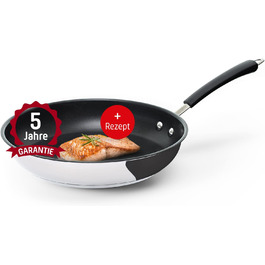 Сковорода Coolinato 28 см з антипригарним покриттям, нержавіюча сталь, для плити (газ, кераміка, електро), індукції та духовки