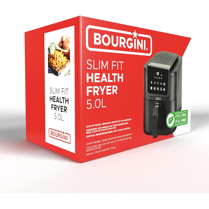 Фритюрниця BOURGINI з керамічним покриттям, 5 літрів, 1500 Вт, чорна (без шкідливих речовин)