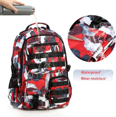 Шкільний рюкзак для хлопчика-підлітка, водонепроникний, червоний
