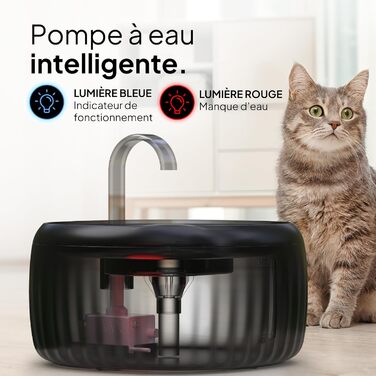 PrettyPaw фонтанчик для котів Aqua Flow Pro – тихий, з LED, фільтром з активованого вугілля, 3L (білий, чорний)