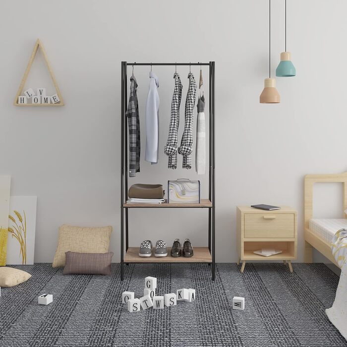 WOLTU Coat Rack Clothes Rack with Shelf Laundry Rack with Shoe Shelf Clothing Stand Shelves Bedroom