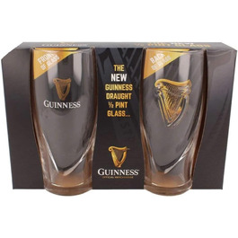 Офіційний набір з 2 склянок Guinness 1/2 Pint з тисненням арфи