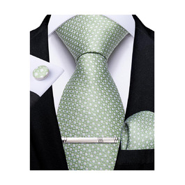 Набір краваткових аксесуарів DiBanGu: краватка, хустинка, краватковий затискач, застібка для рукава. Шовкова краватка з візерунком в клітинку та смугами. Формальний стиль для весілля та бізнесу.