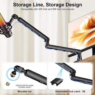 Кріплення для мікрофону Aokeo AK-55 - низькопрофільний тримач для HyperX QuadCast, Elgato Wave, Shure SM7B, Blue Yeti, Blue Snowball, студійне запису