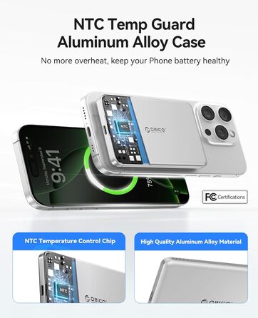 Power Bank Orico Kada Magsafe 5000mAh – Бездротовий павербанк з USB-C, Магнітне підключення, 20W PD, сумісний з iPhone 16/15/14/13/12