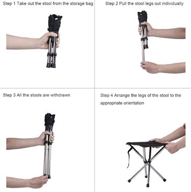 Зручний складаний стілець для кемпінгу та відпочинку на природі (Khaki 33см, Чорний 32см)