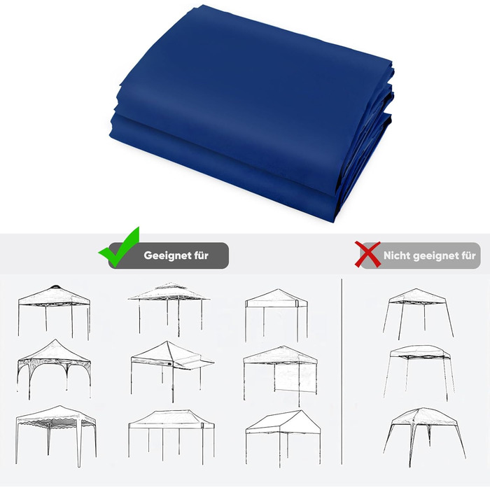 Sekey 1PCS Side Walls for Gazebo 3x3 Waterproof and Winter-Proof with Storage Compartments, Side Walls for Gazebo Party Tent Garden Tent 3x3m, (Navy, 2 Doors)