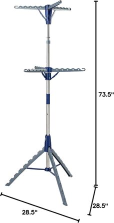 Honey Can Do 2-Tier Clothes Drying Rack, Folding, 3-Leg Design, DRY-09220, Chrome