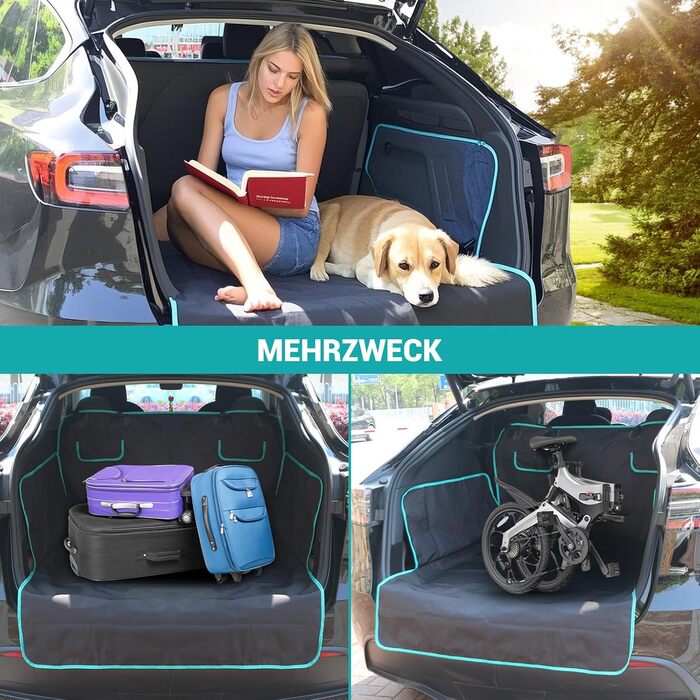 Захист для багажника автомобіля для собак з боковими та захистом краю завантаження, універсальний 185x102 см, 600D, водонепроникний, стійкий до подряпин, килимок для багажника для собак, покривало для автомобіля, SUV, Van (Блакитний)