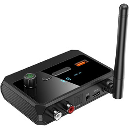 Bluetooth адаптер Cuteefun 5.3 з регулятором гучності, LED дисплеєм та низькою затримкою. Підтримка оптичного, RCA, AUX 3.5mm. Для аудіопристроїв