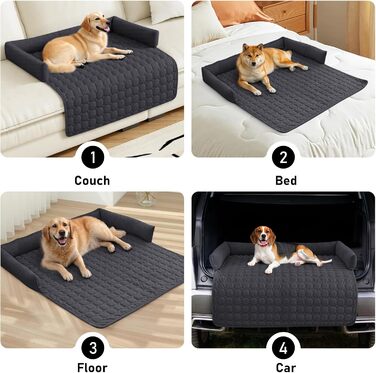 OKYUK Лежанка для собак, зручний коршок, диванчик для собак, чохол для дивана, ручне прання, неслизький, підходить для собак з довгою шерстю (темно-сірий, L 75 x B 75 x H 13 см) (90 x 90 x 10 см, Корд Темно-сірий)