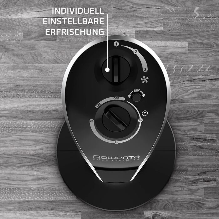 Вентилятор Rowenta Eole Infinite VU6620: тихий, потужний, з пультом керування, 3 швидкості, таймер, чорний
