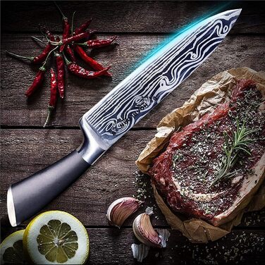 Набір кухонних ножів HOABLORN з дерев'яним блоком: професійний набір ножів для дому, кухні, приготування їжі, подарунок на весілля або новосілля