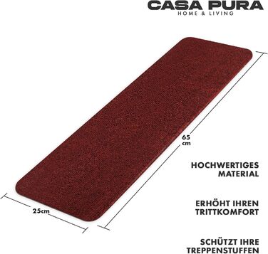 Casa Pura Non-Slip Stair Treads - 15 Piece Set - Adhesive Backed, Indoor Stair Carpet for Steps (Leipzig, Half Round)