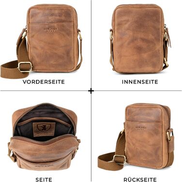 Чоловіча сумка через плече Berliner Bags Tom з натуральної шкіри, Camel, S