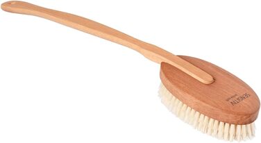 Body brush with handle for sensitive skin, body brush, back brush for seniors, gentle, natural beech wood and soft bristles, Made in Germany
