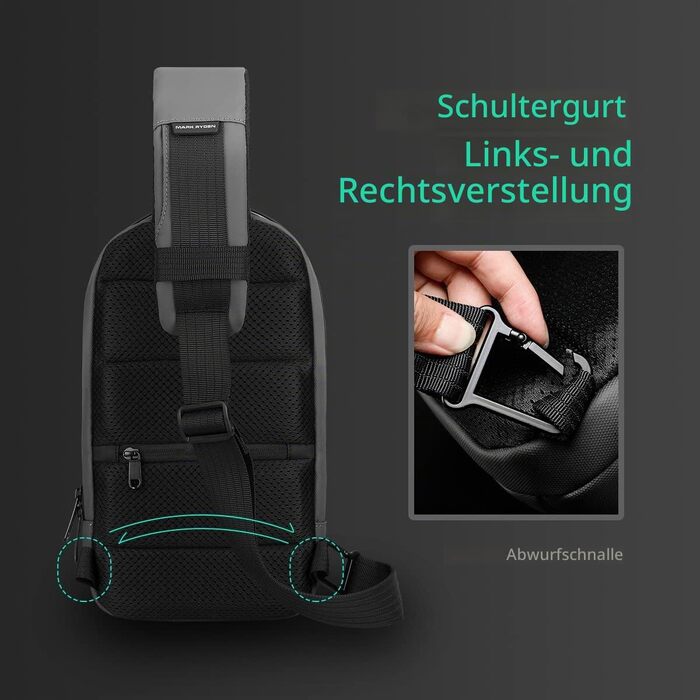 Водонепроникна сумка-слінг Mark Ryden Crossbody проти крадіжок для чоловіків та жінок, сумка через плече для подорожей з відділенням для iPad 9.7
