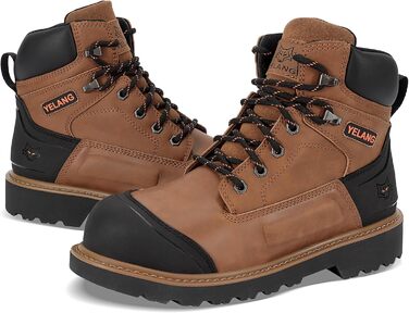 Чоловічі робочі черевики Yelang з металевим підноском, для промислового будівництва, безпечне взуття, розмір 41.5 EU, колір коричневий