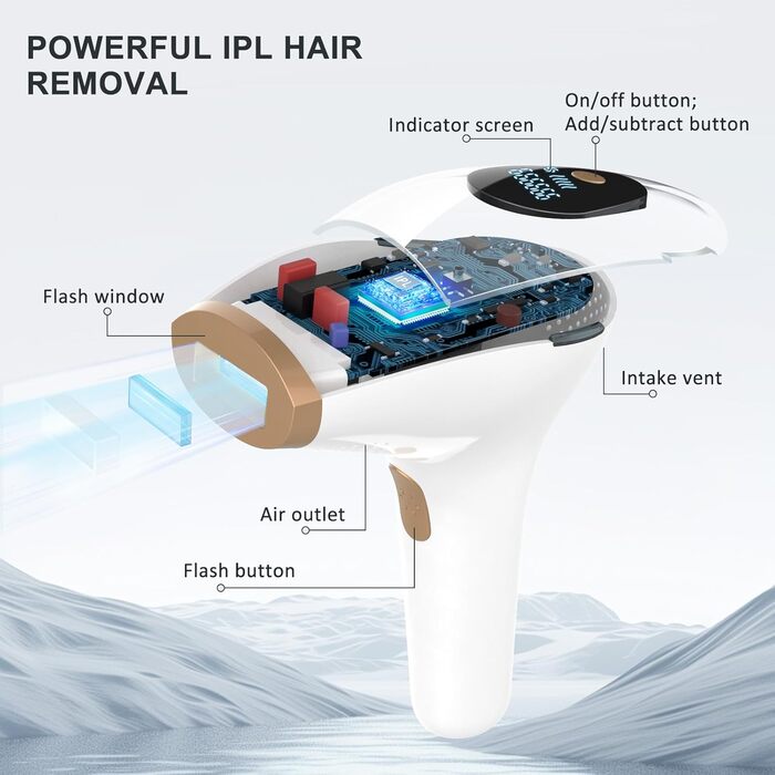 Пристрій для епіляції IPL NALONE: безболійна епіляція лазером для тіла, 1200 нм, 2 режими, для жінок та чоловіків