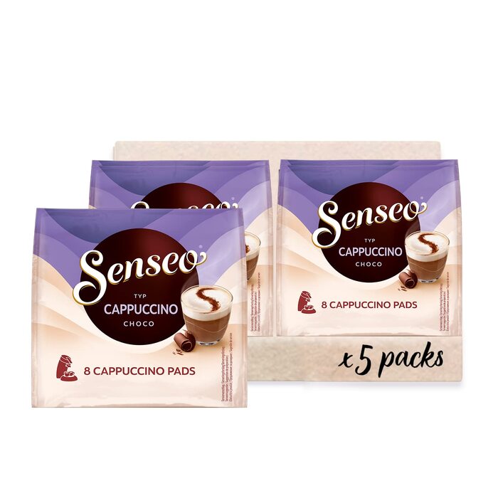 Кавові пади Senseo Cappuccino Choco, шоколадний капучино, 40 шт (5 упаковок по 8 шт), 92 г